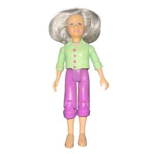 Fisher Price Loving Family Grandma Doll Silver Hair Green Shirt Purple Pants